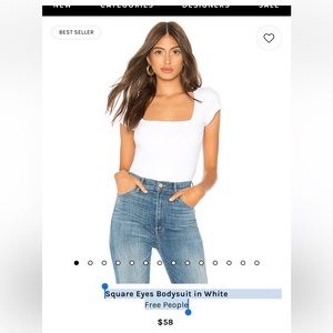 Free People Square Eyes Bodysuit in White Small